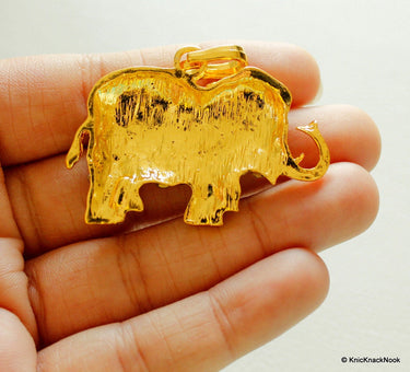 Gold Tone Black, Purple And Clear Rhinestones Pendant, Elephant Pendant